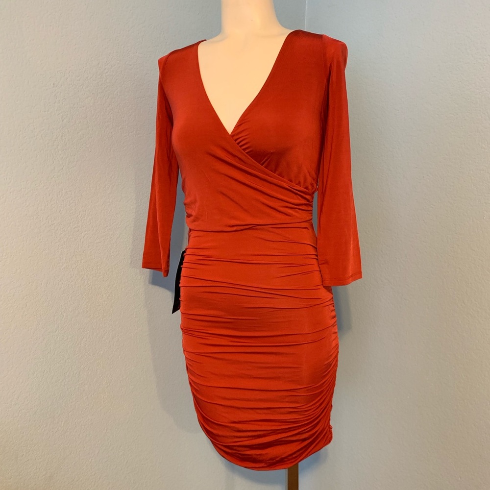 New! Bebe Sexy Orange Keyhole Back Dress XSmall